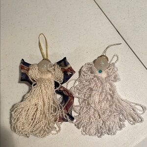 Handcrafted White and Blue Angel Ornaments